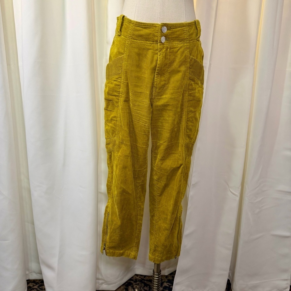 Pilcro for Anthropologie Chartreuse / Golden Yellow Corduroy Cargo Pant Size 27P